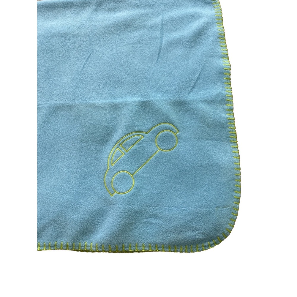 Ikea Baby Blanket Blue Green Truck Car Vitaminer Whipstitch Edge Fleece